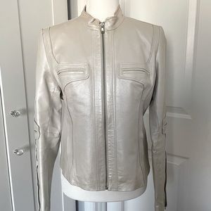 Guess White Pearl Leather Jacket